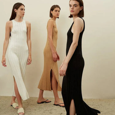 Robe dune 'Islet' en tricot de soie, lin et élastane pour femmes S