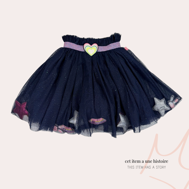 Jupe doublée en tulle marine paillettée 6Y